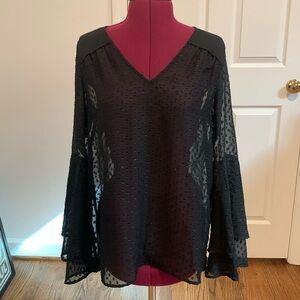 CROSBY by mollie burch black flowy top - size small